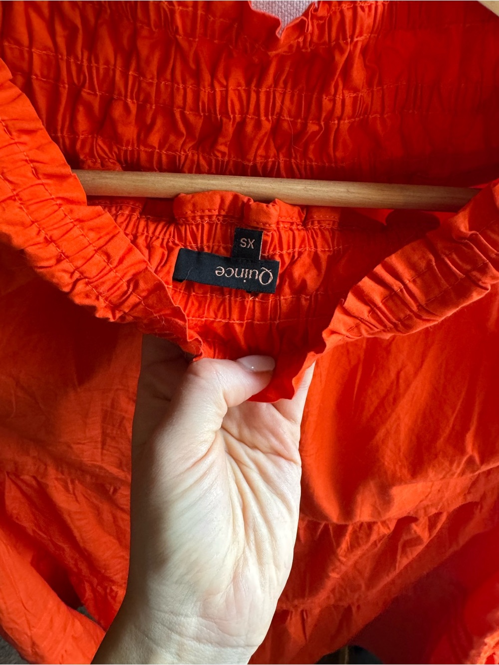 Quince Vibrant Orange Ruffled Neck Blouse - Picture 3 of 3
